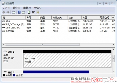 实际可用容量为894.25GB